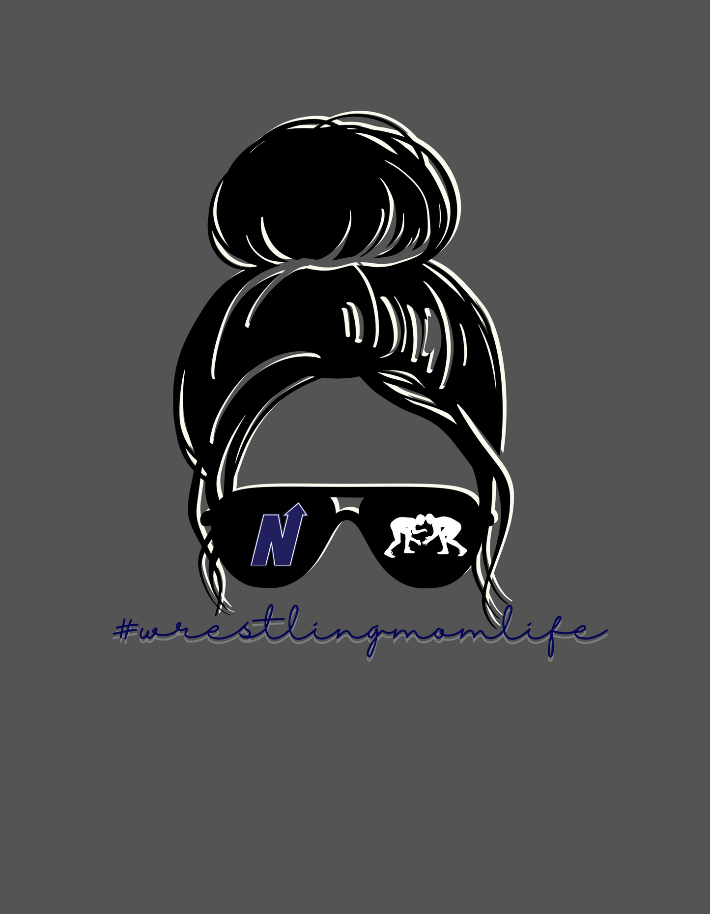 Edmond North Wrestling Mom Life Tshirt, messy bun wrestling mom tee