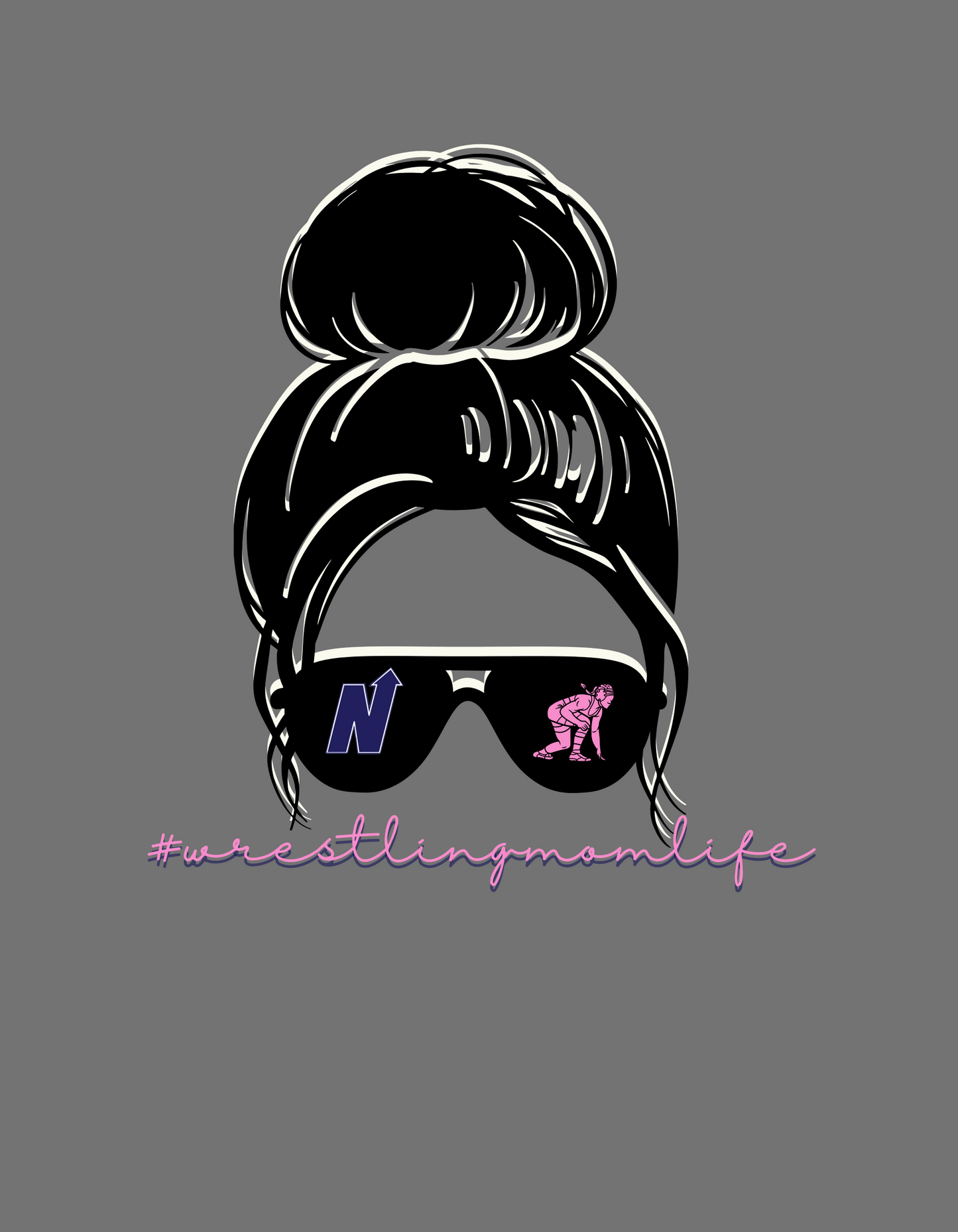 Edmond North Wrestling Mom Life Tshirt, messy bun wrestling mom tee